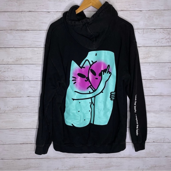 Love The Booty Respect The Booty Hoodie Black - Picture 2 of 6